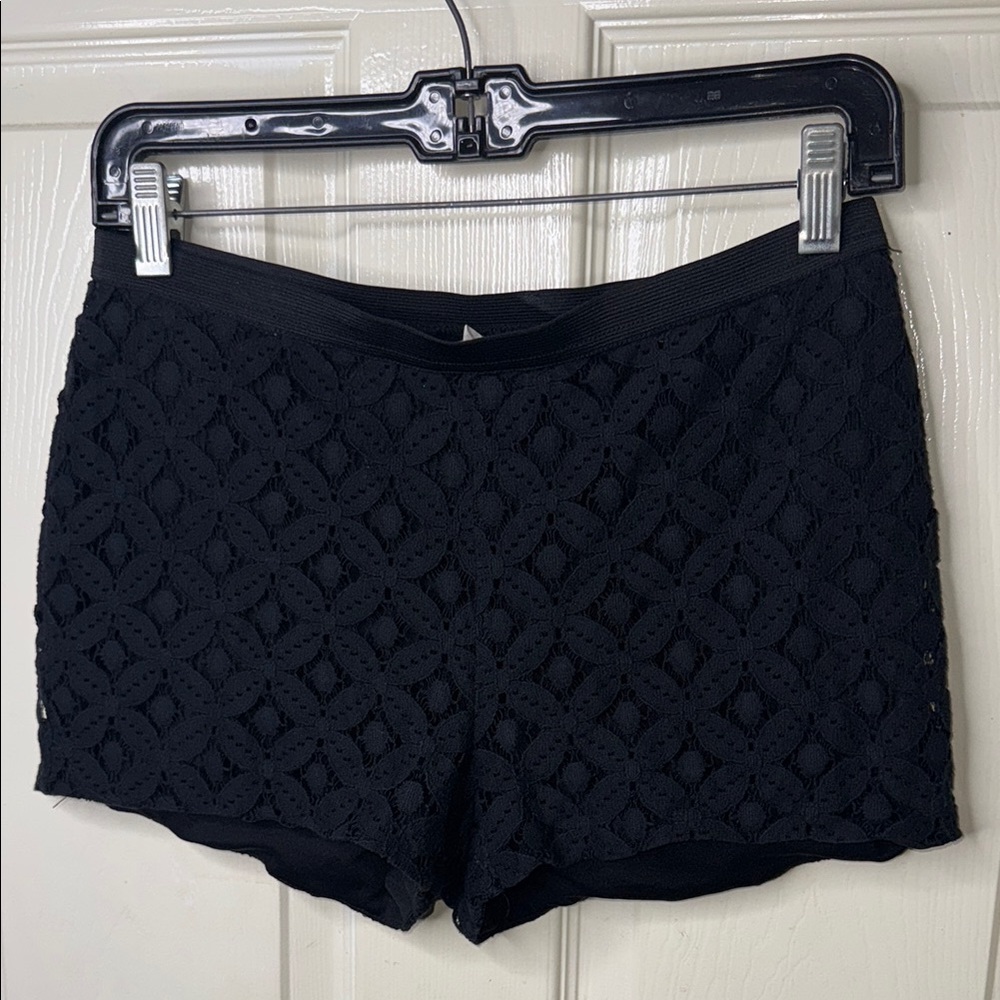 Lush Black High Waist Elegant Lace Shorts
